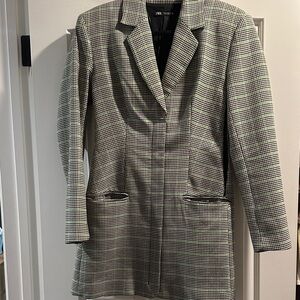 Zara Checkered Blazer dress - Black and green